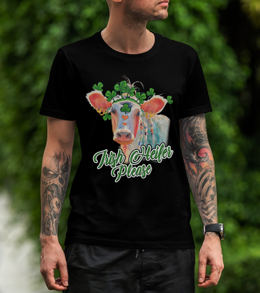 Irish Heifer Please With Shamrock Cow T-Shirt