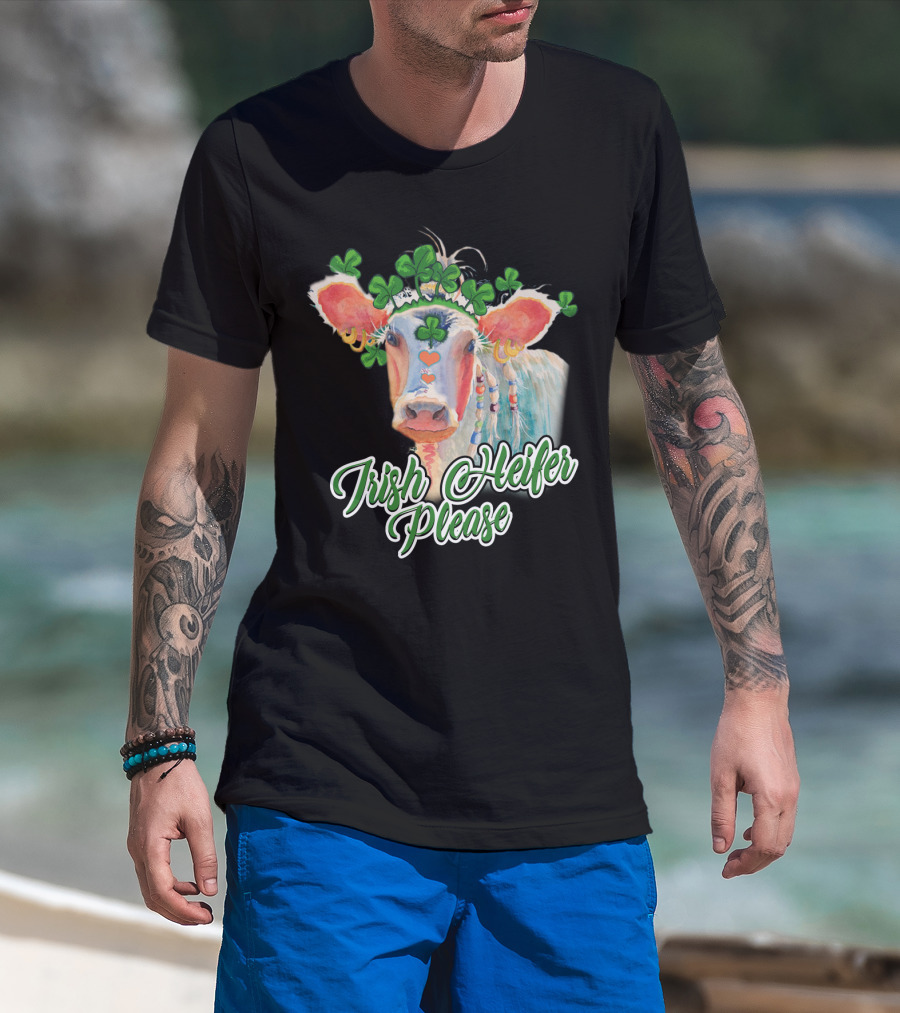 Irish Heifer Please With Shamrock Cow T-Shirt