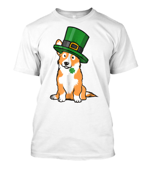 Lucky Corgi Dog St Patrick's Day Hat Shamrock T-Shirt