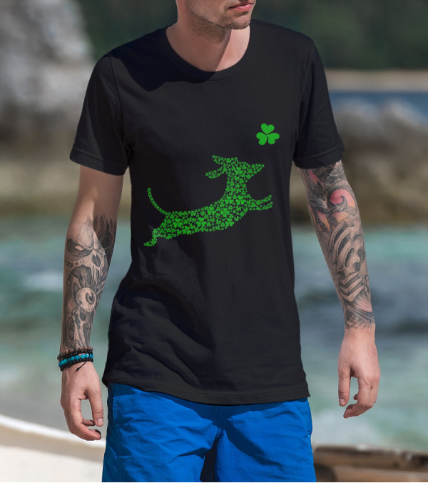 Cute Dachshund Dog Made Of Shamrocks For St. Patrick's Day T-Shirt