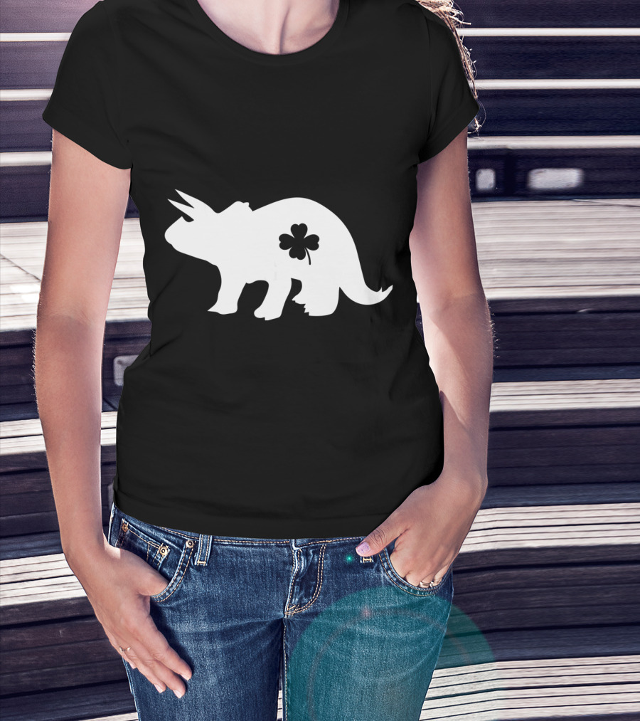 Dino Dinosaur Shamrock Clover St. Patrick's Day T-Shirt
