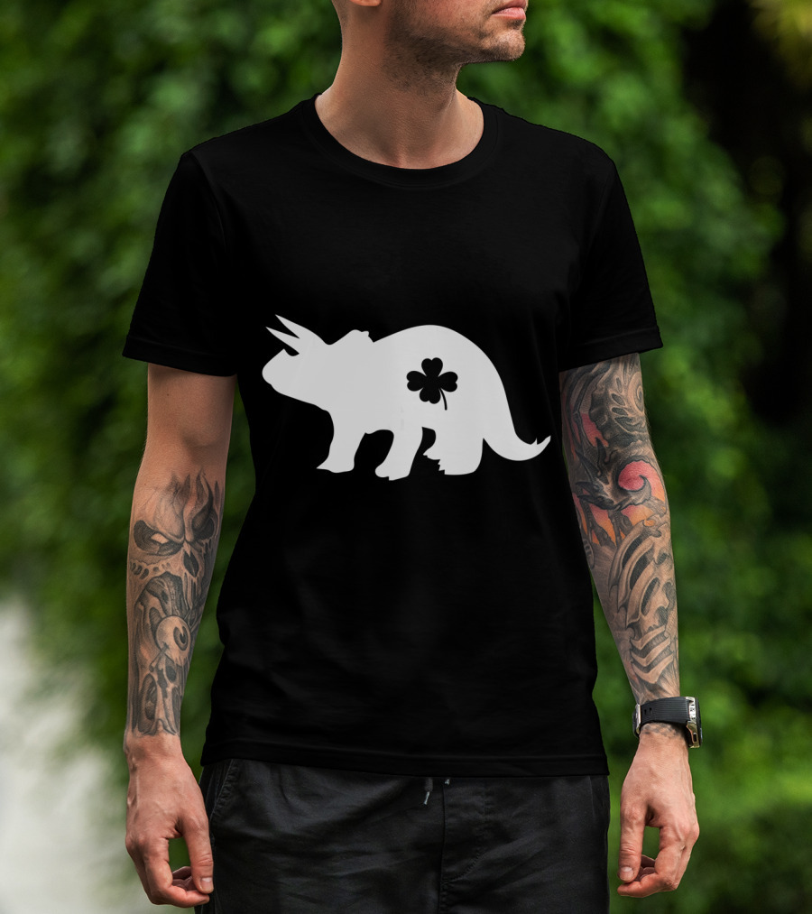 Dino Dinosaur Shamrock Clover St. Patrick's Day T-Shirt