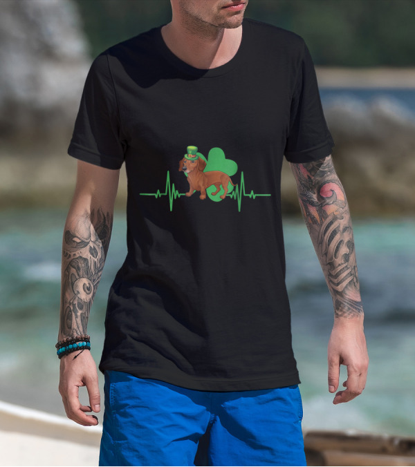 Dachshund Dog Heartbeat Clover St. Patrick's Day Hat T-Shirt