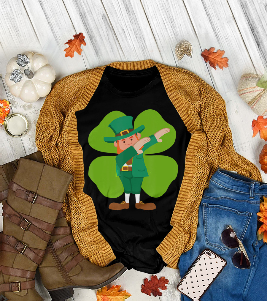 Dabbing Leprechaun Lucky Clover Dance T-Shirt