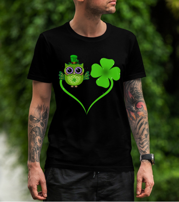 Owl Lover Clover Shamrocks Love Luck T-Shirt