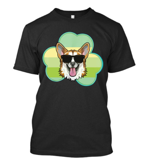 Corgi Shamrock Love With Sunglasses T-Shirt