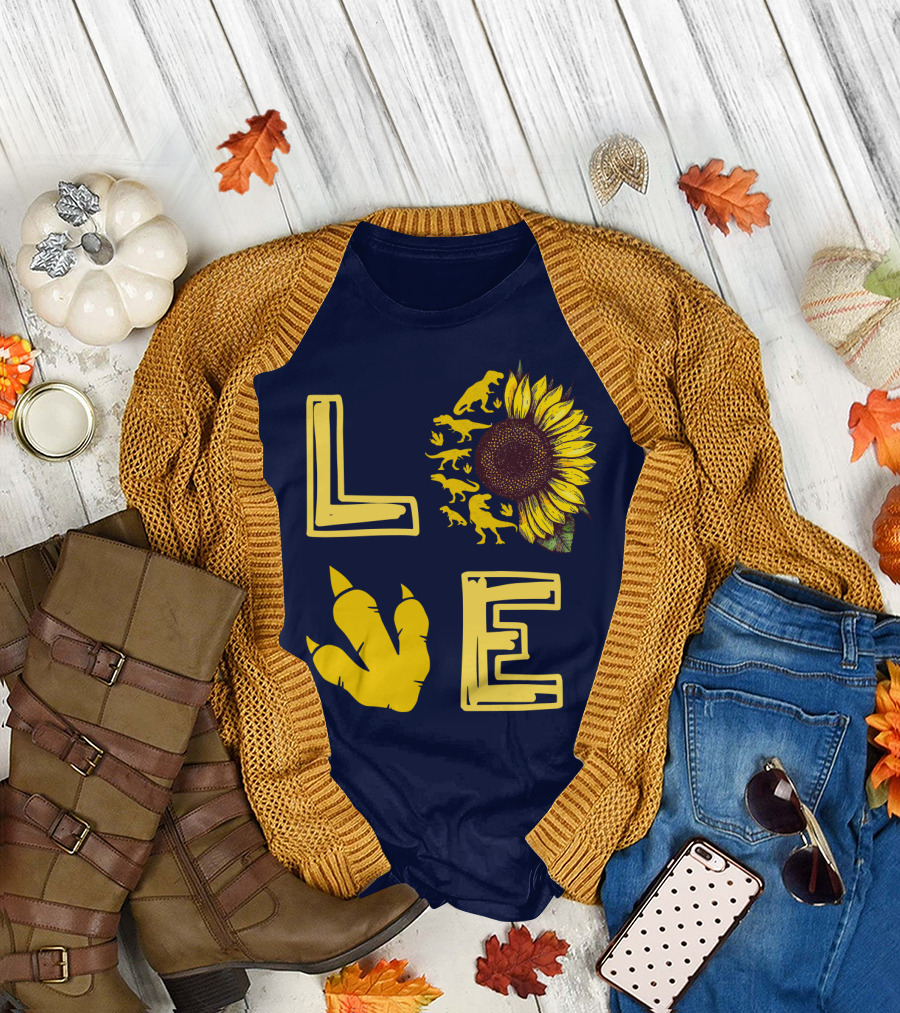 Love Sunflower Dinosaur Claw T-Shirt