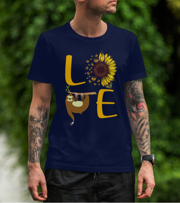 Love Sunflower Sloth Bees T-Shirt