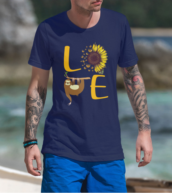 Love Sunflower Sloth Bees T-Shirt