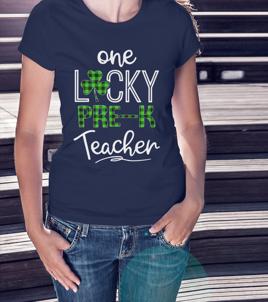 One Lucky Pre K Teacher Clover T-Shirt