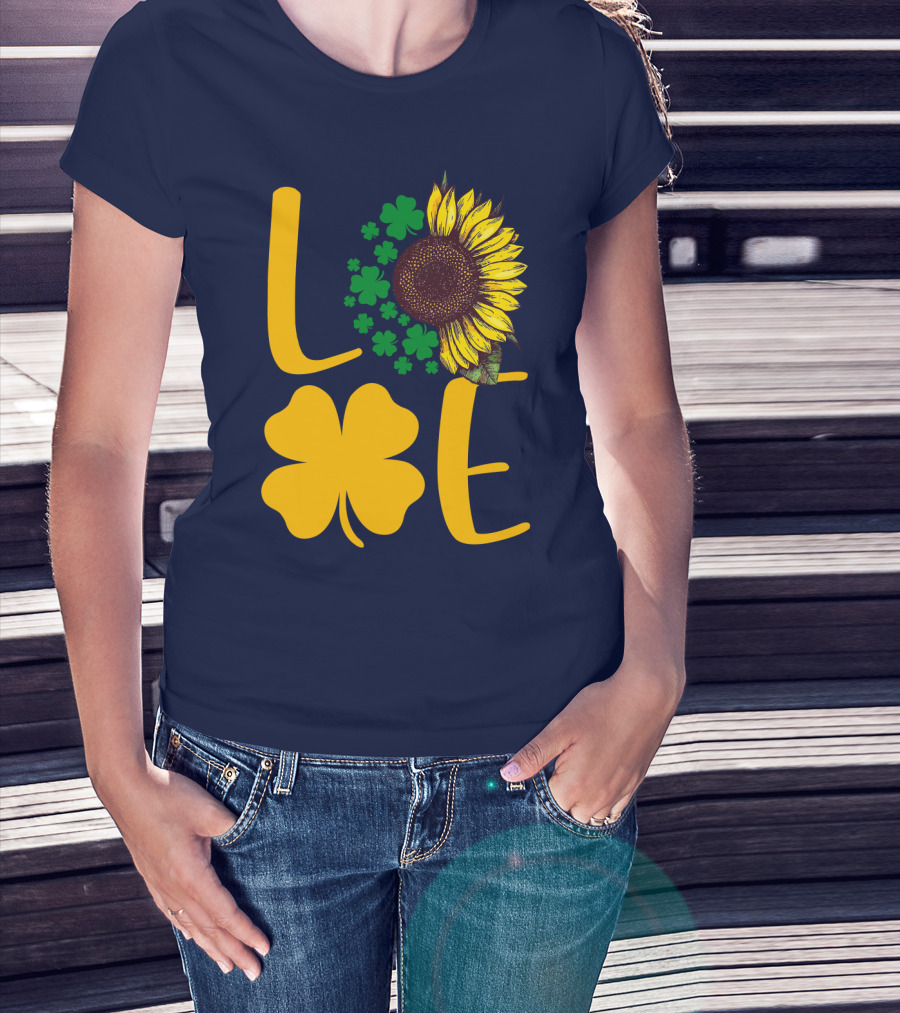 Love Sunflower Four-Leaf Clover T-Shirt