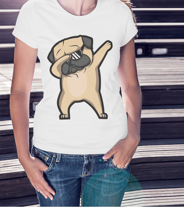 Bull Dog Dabbing Pug With Black Shades T-Shirt