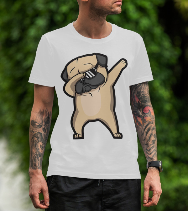 Bull Dog Dabbing Pug With Black Shades T-Shirt