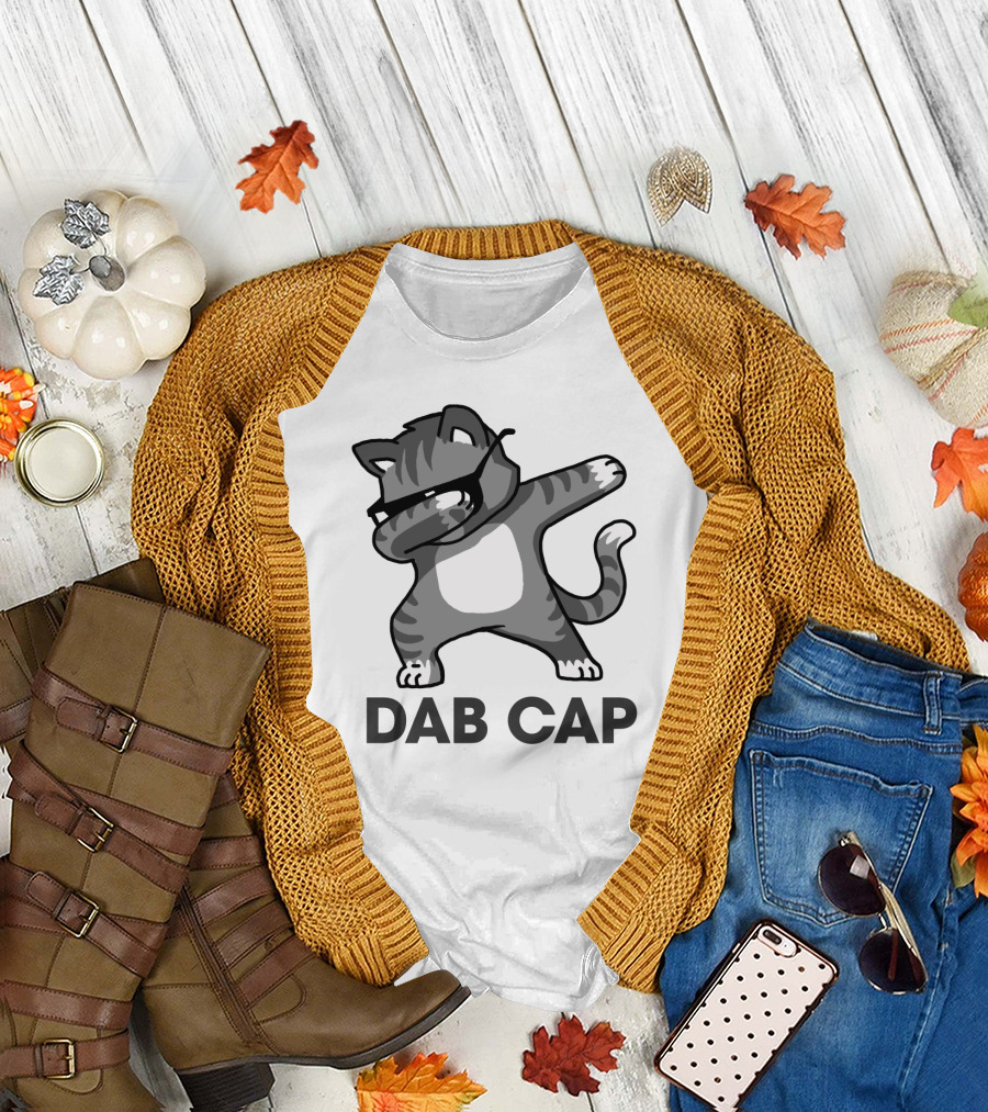 Dab Cap Funny Cat in Sunglasses Dabbing T-Shirt