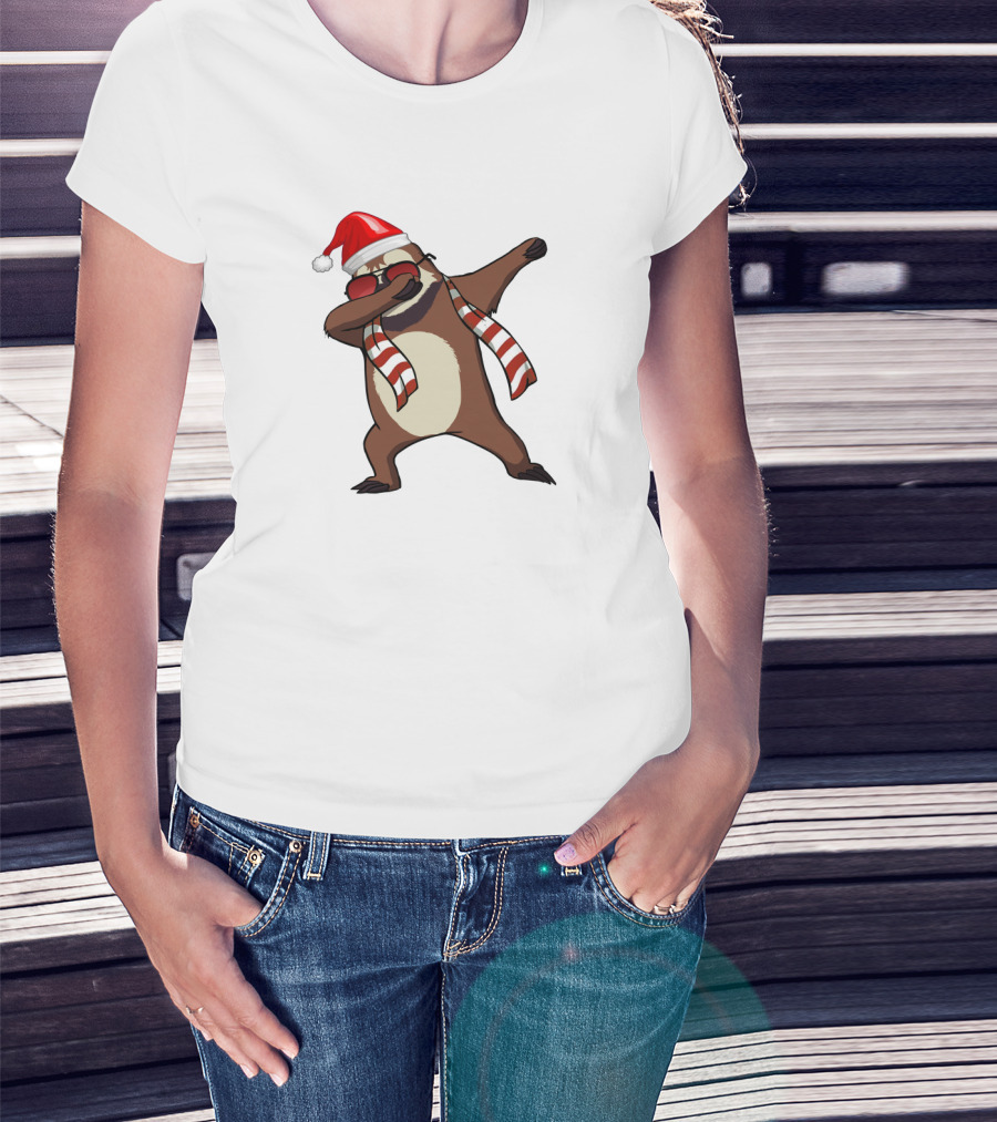 Dabbing Sloths Santa Claus Christmas Dance T-Shirt