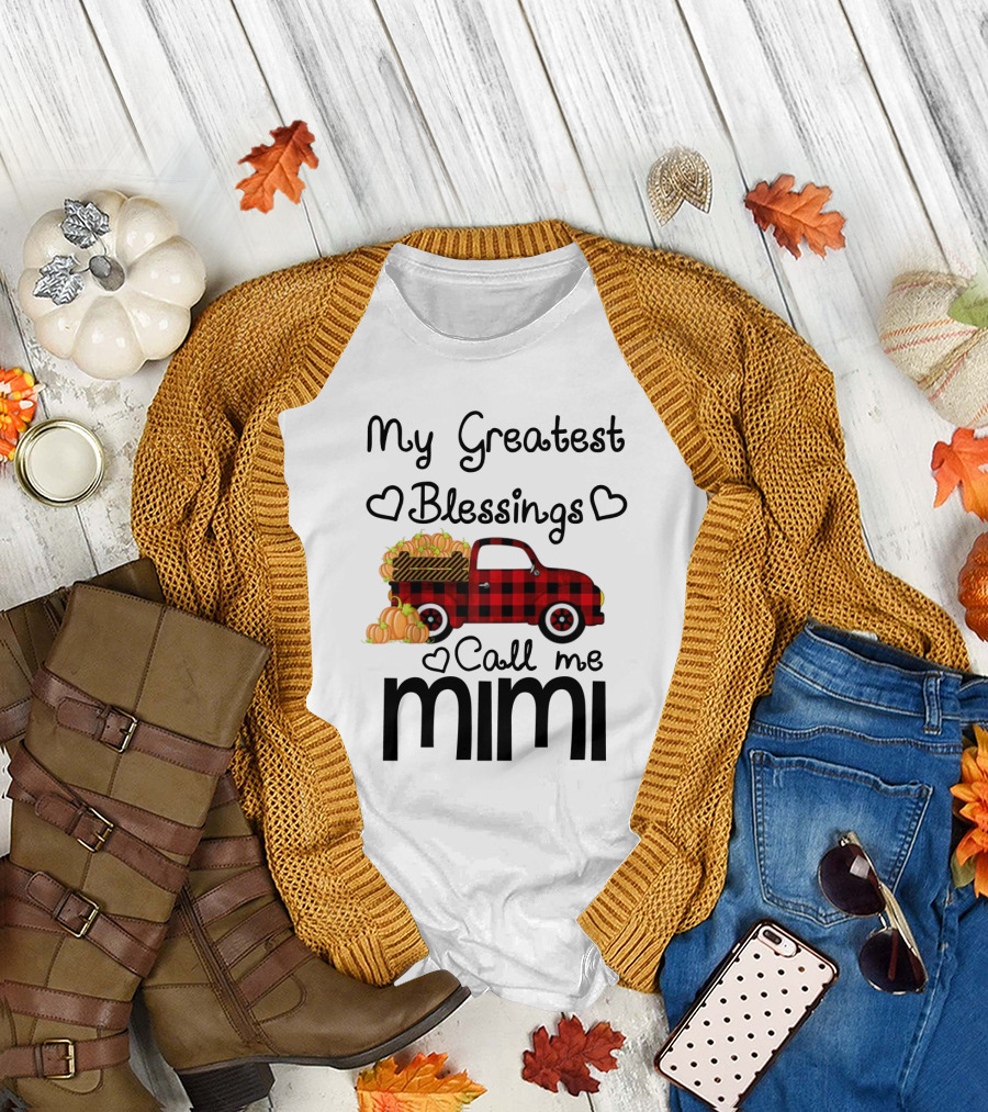 My Greatest Blessings Call Me Mimi Truck With Pumpkins T-Shirt