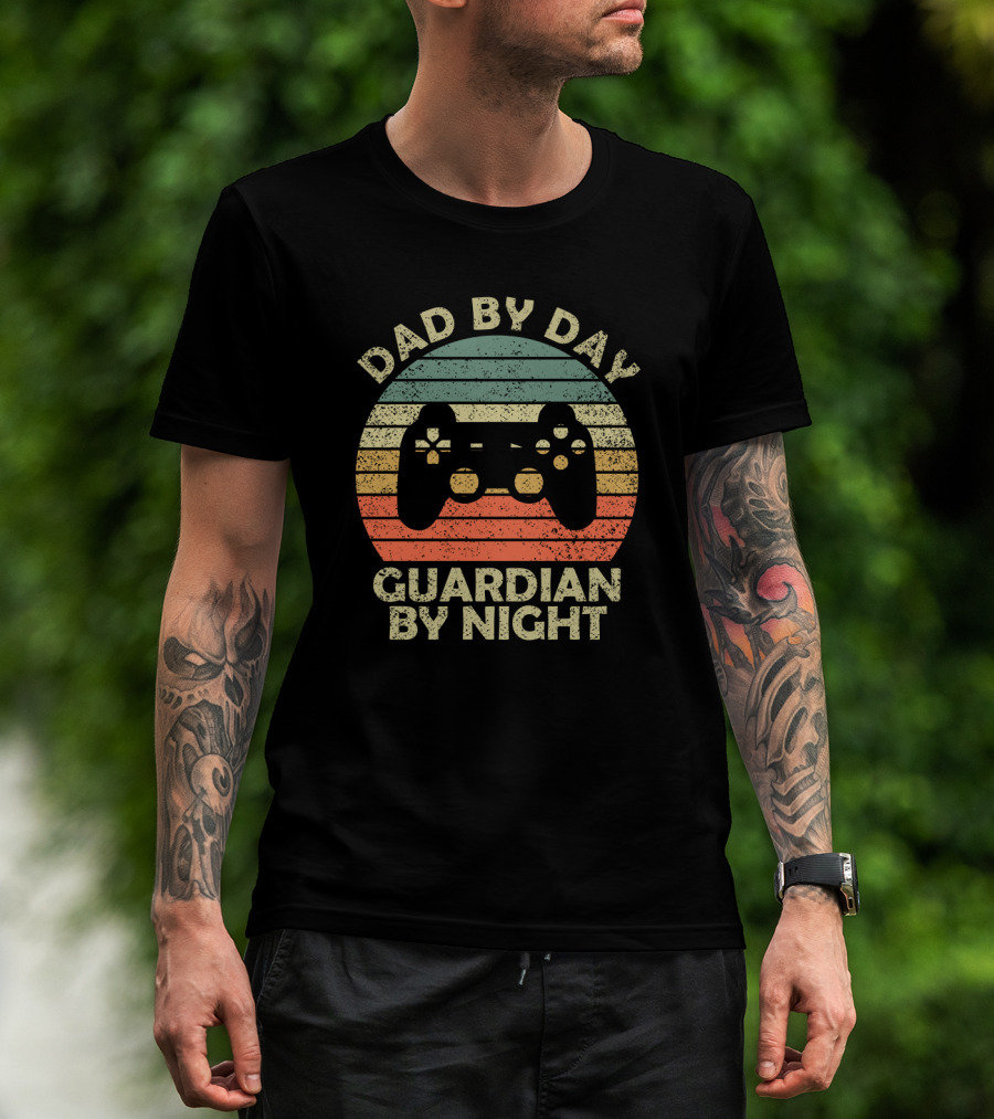 Dad By Day Guardian By Night Retro Game Controller T-Shirt