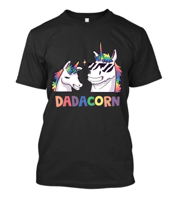 Dadacorn Daddy And Child Unicorn Magic Rainbow Mane Duo T-Shirt