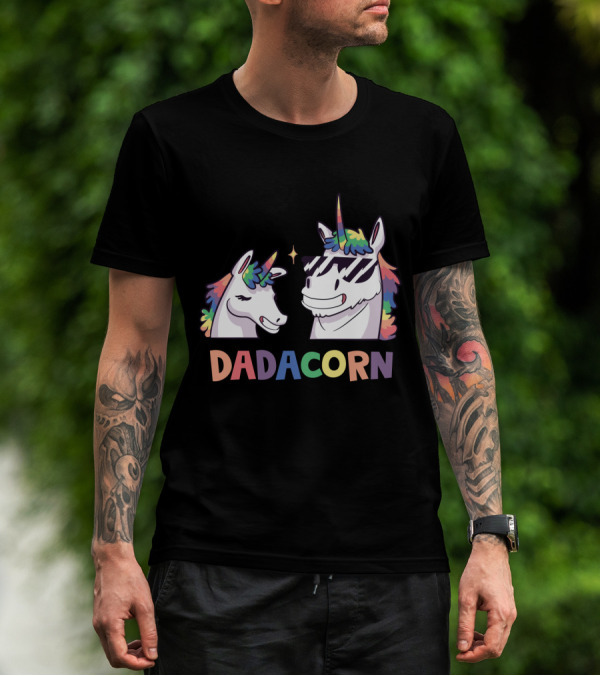 Dadacorn Daddy And Child Unicorn Magic Rainbow Mane Duo T-Shirt