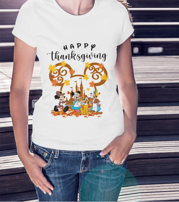 Happy Thanksgiving Disney Characters Festive T-Shirt