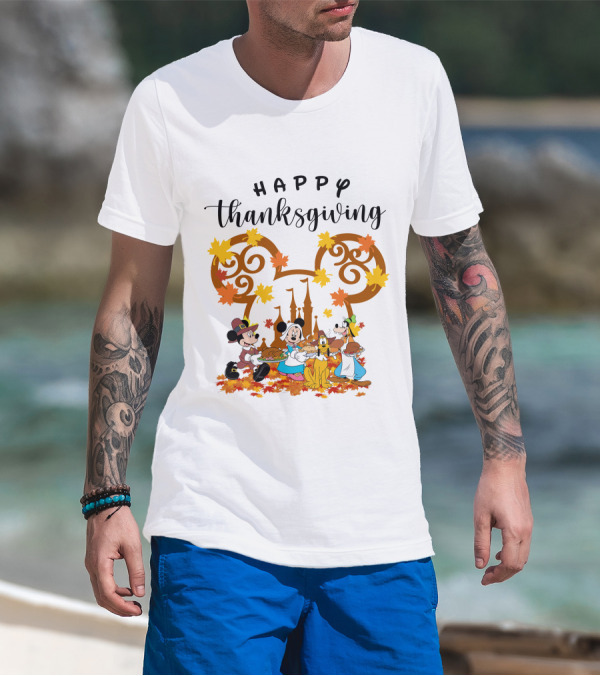 Happy Thanksgiving Disney Characters Festive T-Shirt
