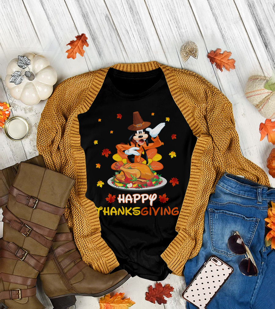 Happy Thanksgiving Goofy Pilgrim Turkey Feast T-Shirt
