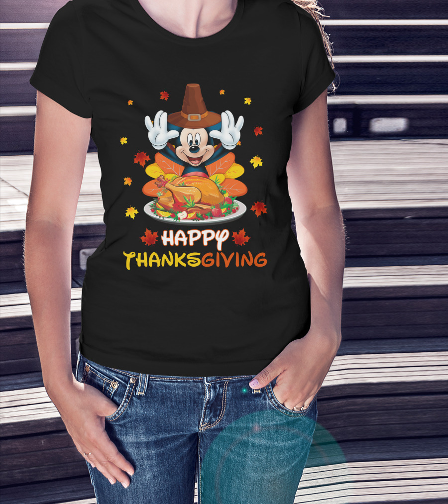 Happy Thanksgiving Mickey Turkey Feast T-Shirt