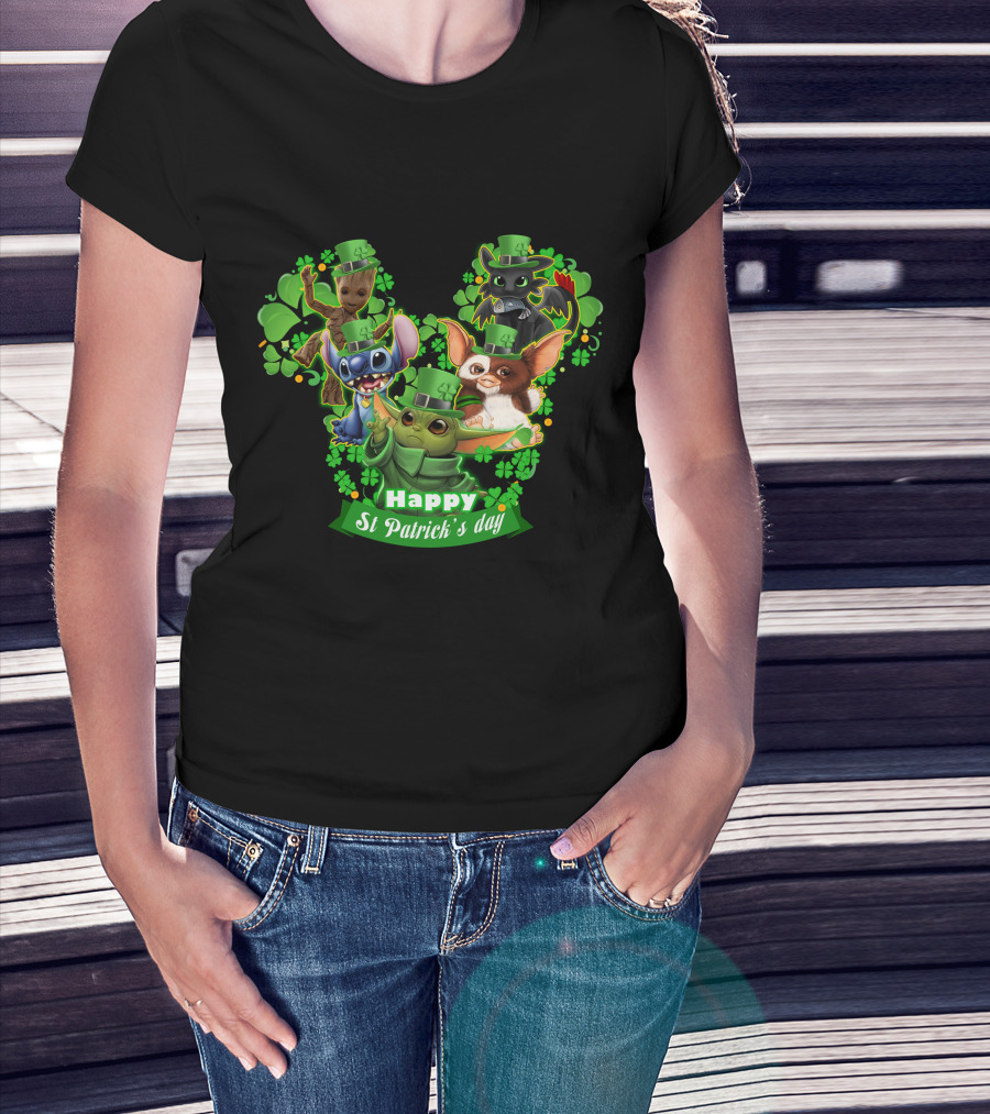 Happy St Patrick's Day Baby Yoda And Friends T-Shirt