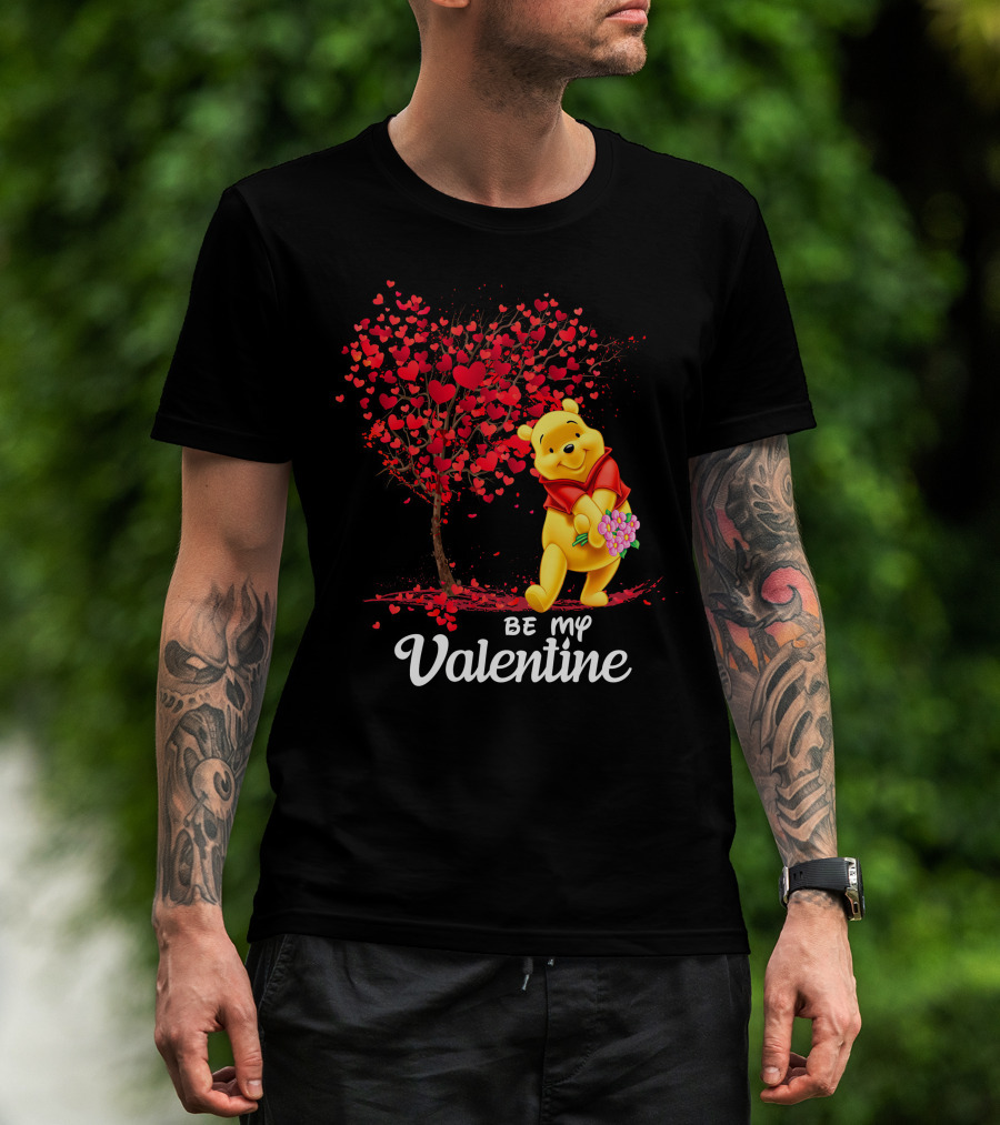 Be My Valentine Pooh Hearts And Flowers T-Shirt