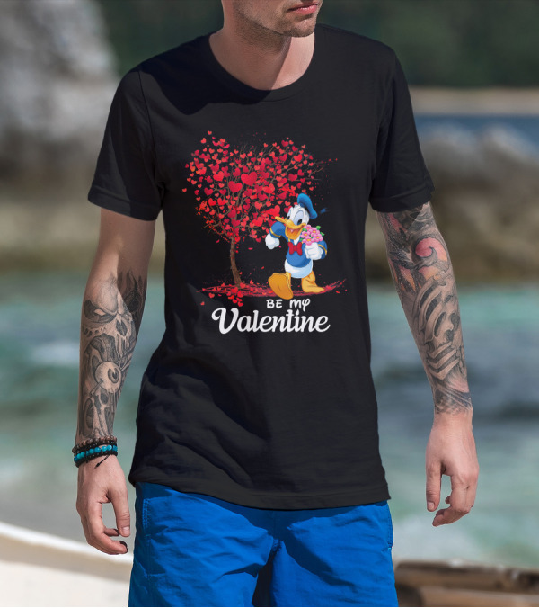 Donald Duck Be My Valentine Hearts Tree T-Shirt