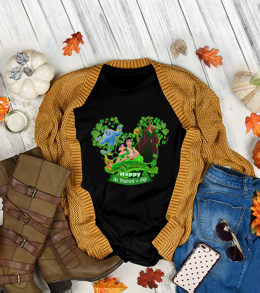 Happy St Patrick's Day Aladdin Jasmine Genie Jafar T-Shirt