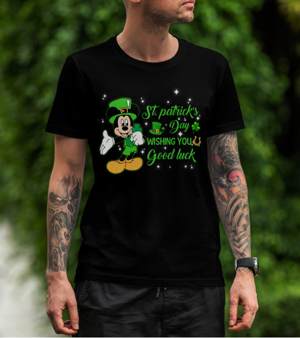 St. Patrick's Day Mickey Mouse Wishing You Good Luck T-Shirt