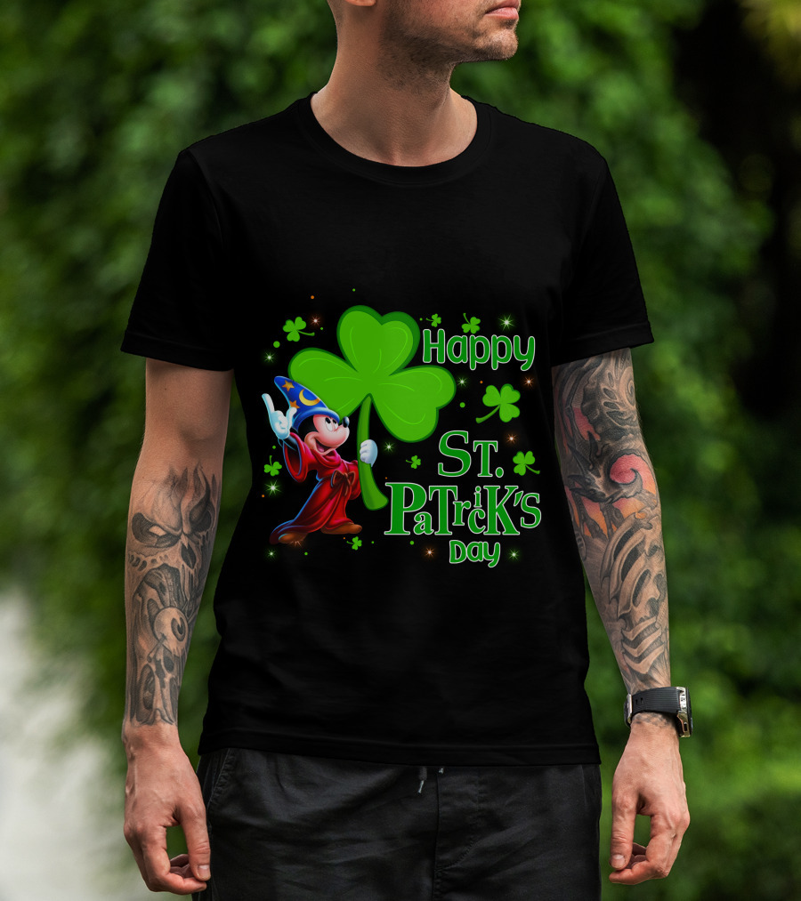 Sorcerer Mickey Happy St. Patrick's Day Shamrock T-Shirt