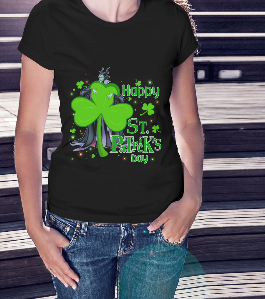 Happy St. Patrick's Day Maleficent Cloaked In Shamrock T-Shirt