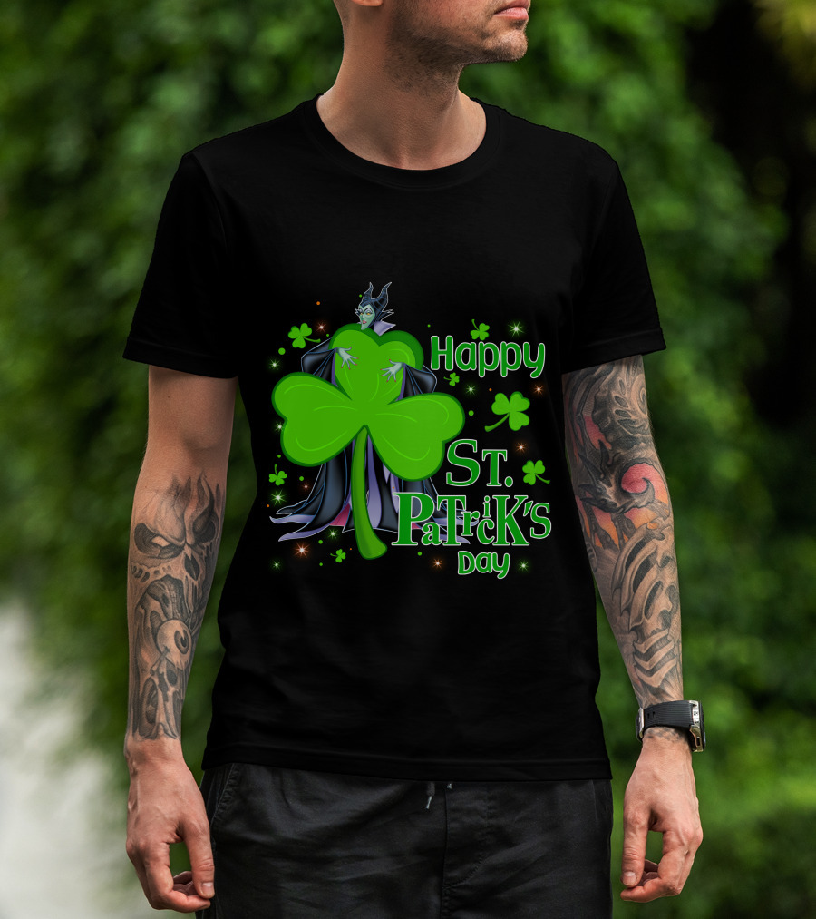 Happy St. Patrick's Day Maleficent Cloaked In Shamrock T-Shirt