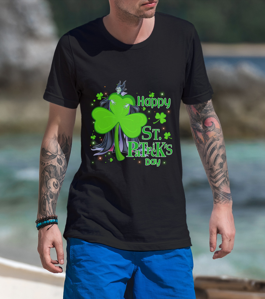 Happy St. Patrick's Day Maleficent Cloaked In Shamrock T-Shirt