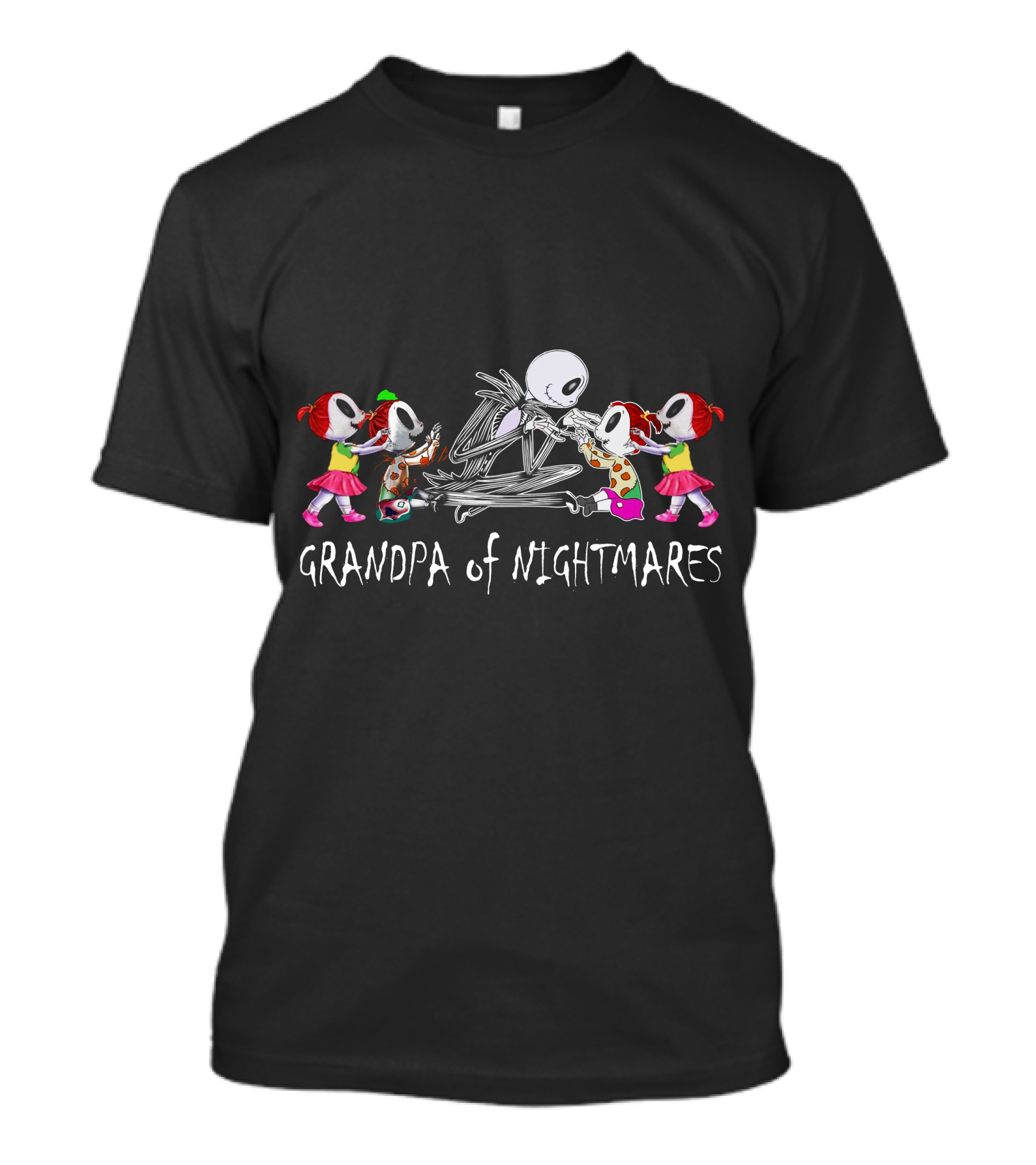 Grandpa Of Nightmares With Four Girls And Skeleton Iconic T-Shirt