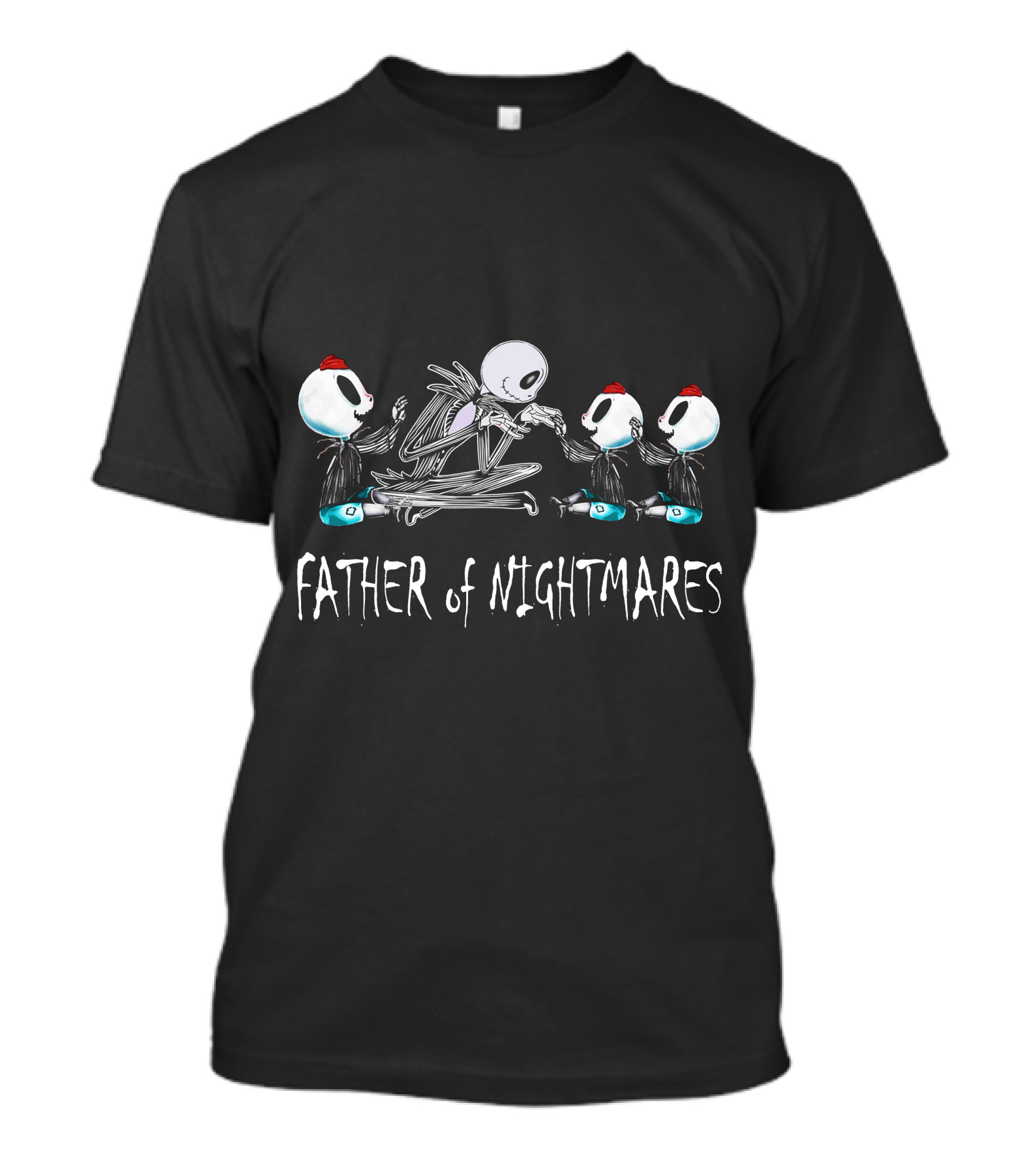 Father Of Nightmares With 3 Boys Iconic Skeleton And Monsters T-Shirt