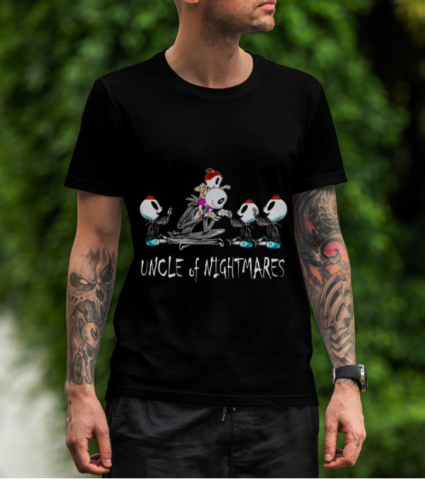 Uncle Of Nightmares With Three Skeleton Boys And One Girl T-Shirt