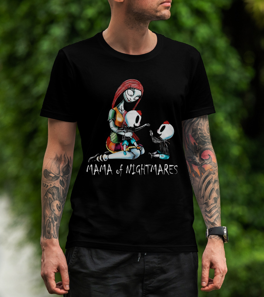 Mama Of Nightmares With Twin Boys In Patchwork Dress T-Shirt