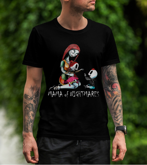 Mama Of Nightmares With Stitch Character Twins T-Shirt