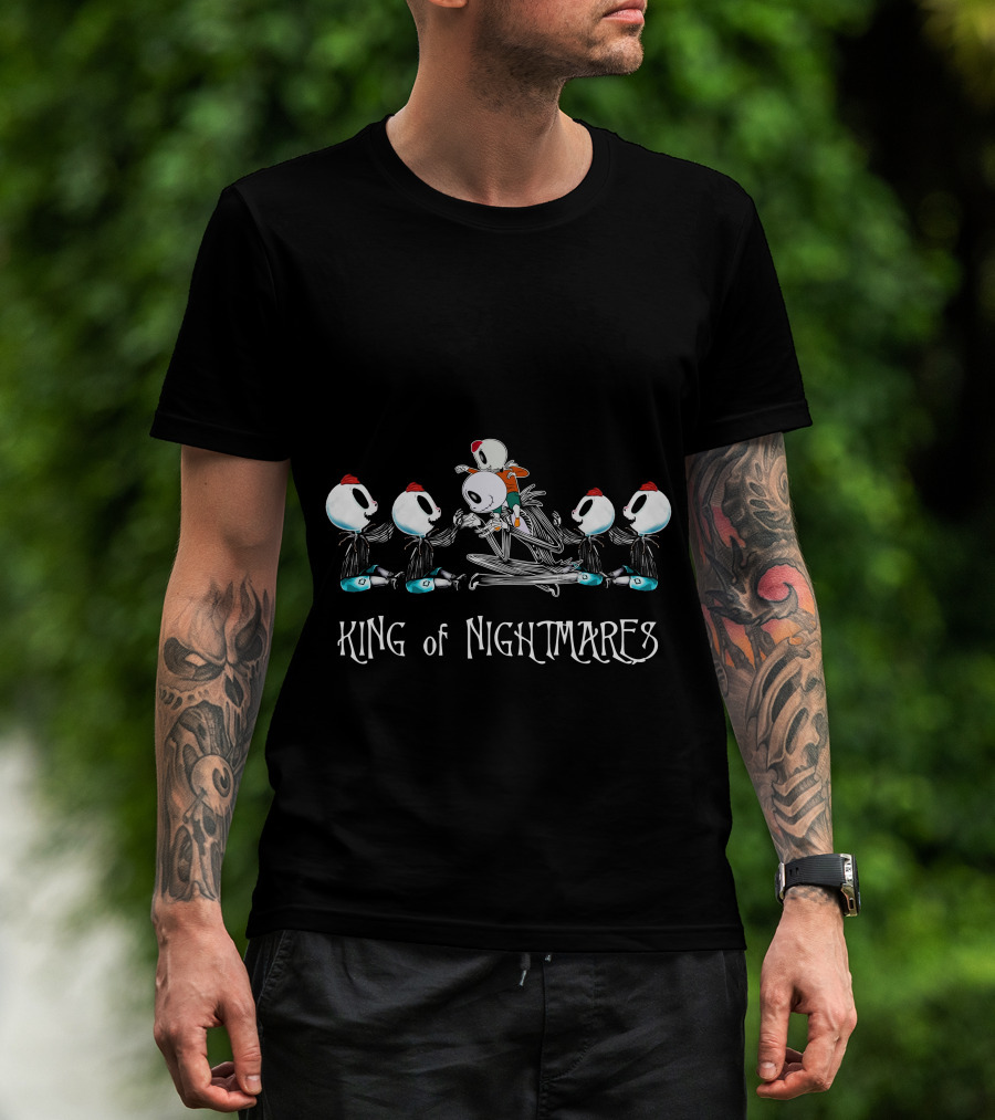 King Of Nightmares With Five Skeleton Boys Red Hats T-Shirt