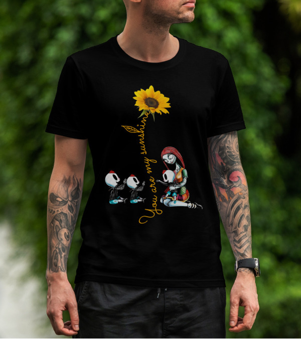 3 Boys You Are My Sunshine Sunflower With Characters In Love Hug T-Shirt