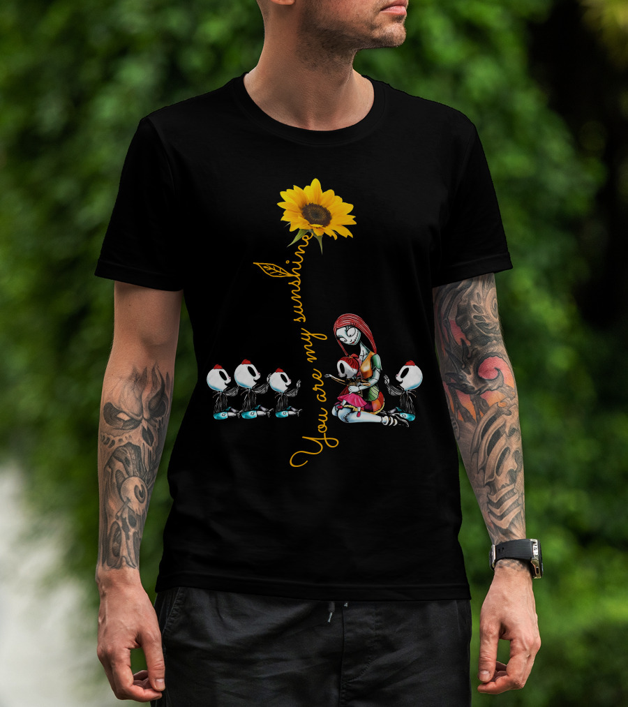4 Boys 1 Girl You Are My Sunshine Sunflower With Skeleton Family T-Shirt