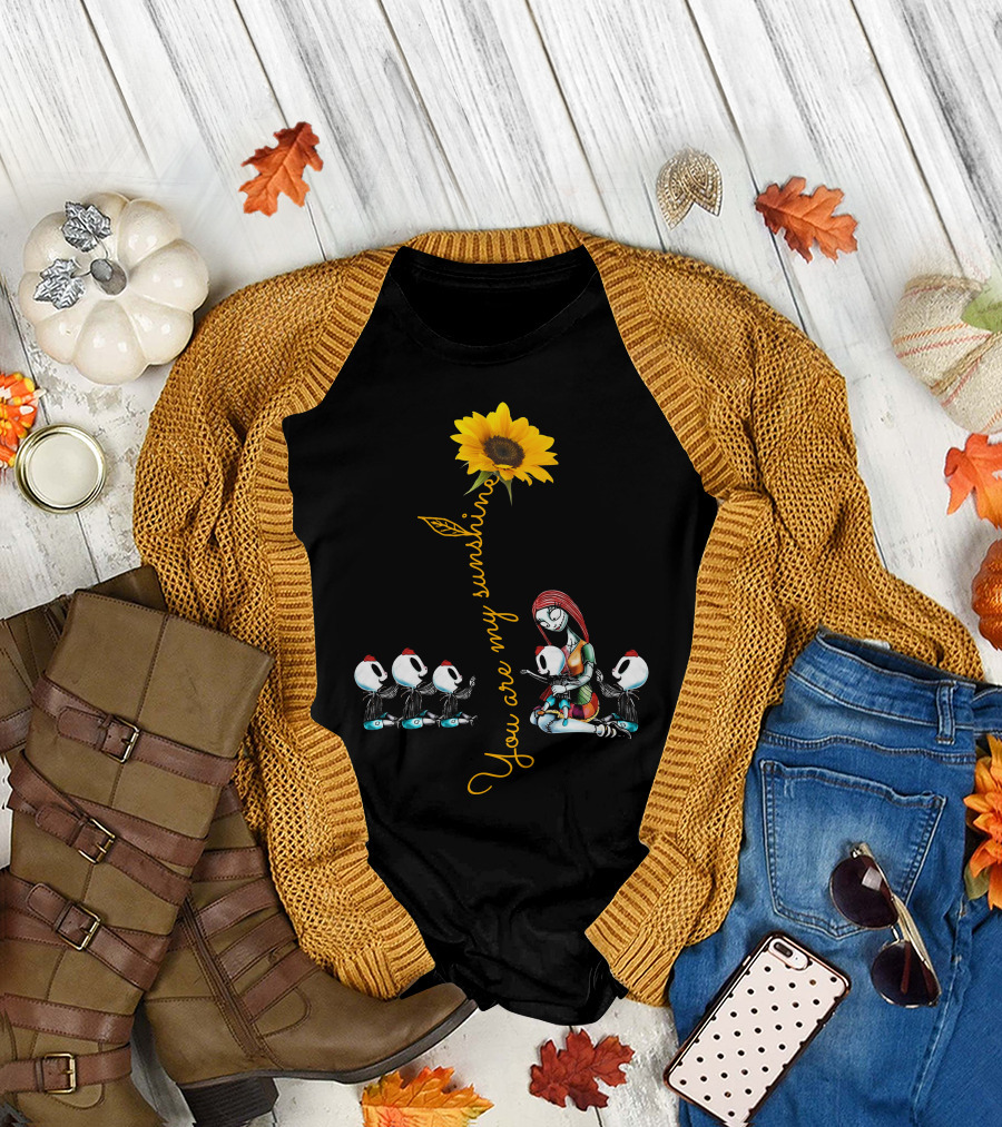 5 Boys You Are My Sunshine Skeleton Family Sunflower T-Shirt
