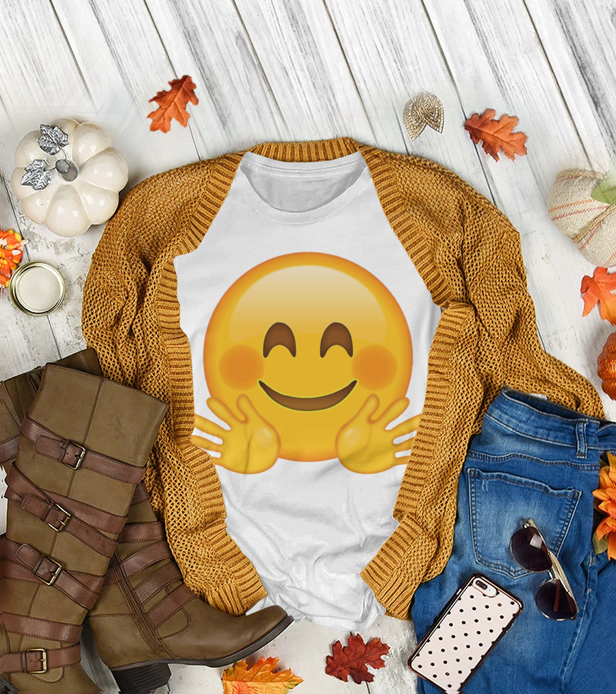 Hugging Face Smiley Emoji with Hands T-Shirt