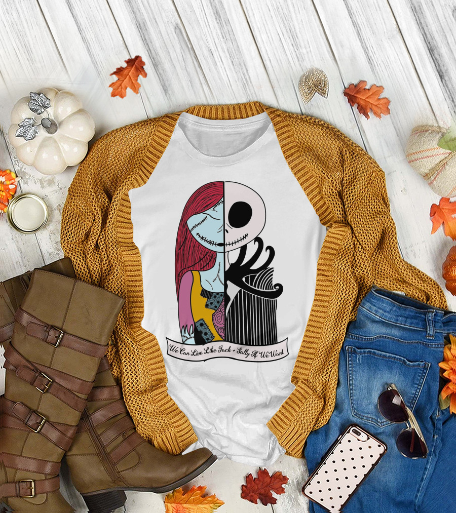 Jack Skellington And Sally Blink 182 We Can Live Like Jack Sally If We Want T-Shirt