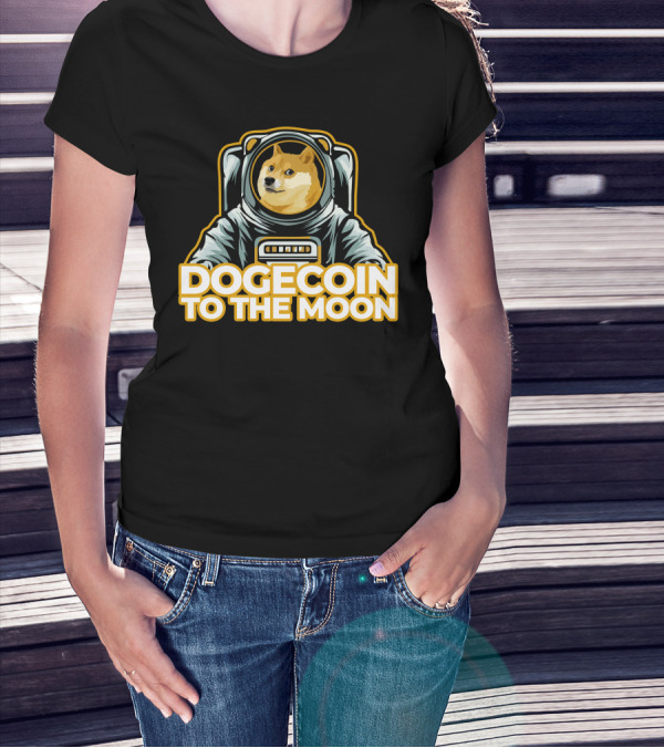 Shiba Dogecoin Astronaut Journey To The Moon T-Shirt
