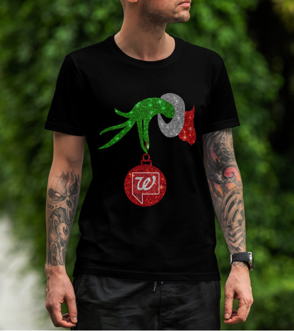 Glittery Green Hand With Walgreens Ornament Christmas Image T-Shirt