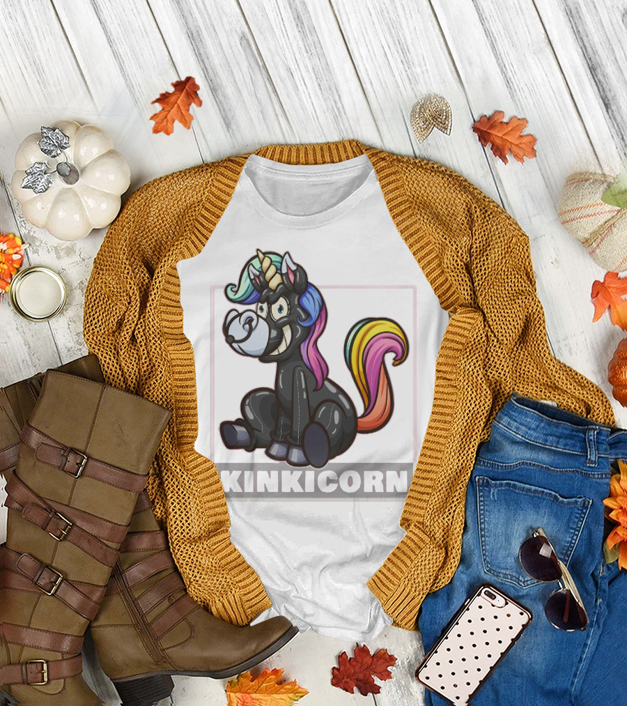 Kinkicorn Watts the Safeword Rainbow Unicorn Character T-Shirt